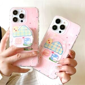 IPhone 13 Pro Cute Pink Dog Bow Phone Case with MagSafe Grip